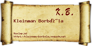 Kleinman Borbála névjegykártya